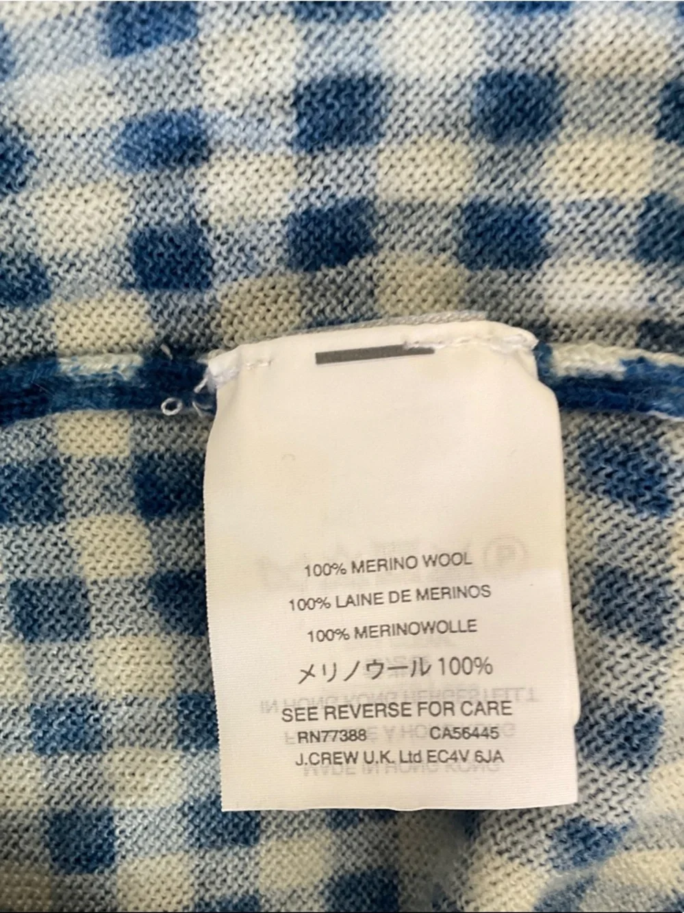 J. Crew Tippi Blue and White Gingham Crewneck Sweater